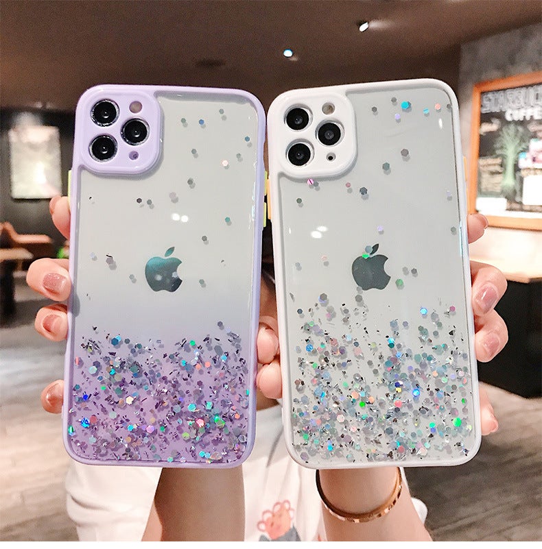 iPhone16 Glitter Dropping Mobile Phone Case with Fine Hole Transparent Color Edge iPhone15 Gradient Drop-resistant Mobile Phone Case - Image 3