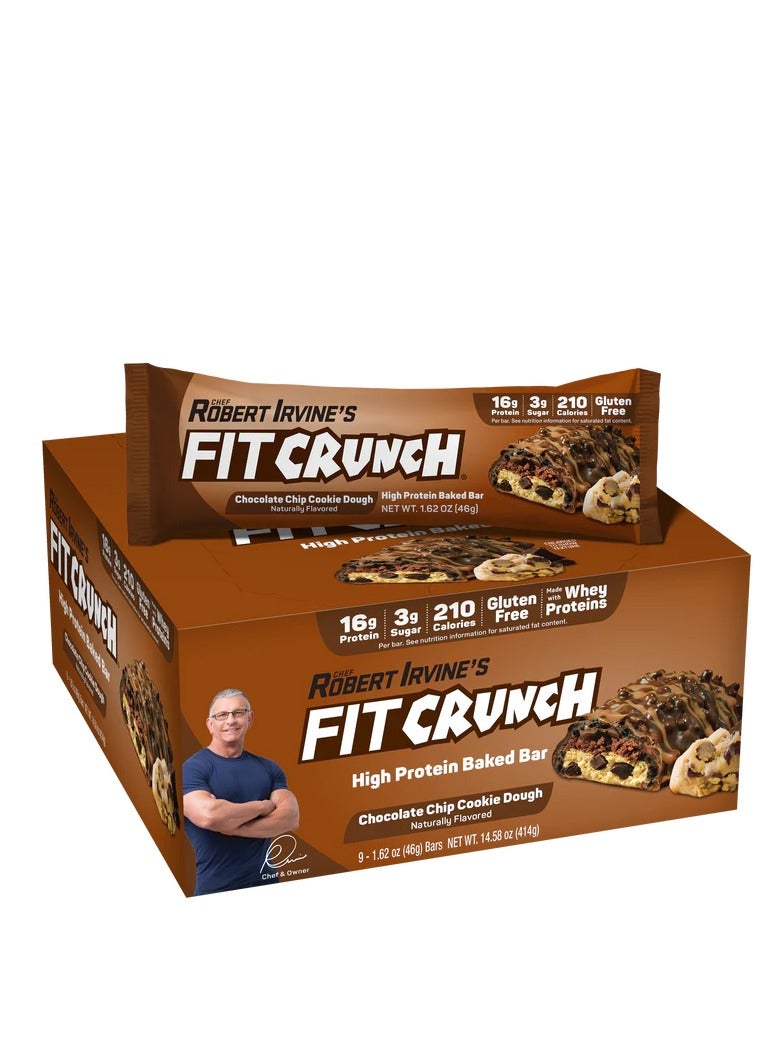 Fit Crunch Protein Bar 46gm Chocolate Chip Cookie Dough 1x9 - Image 1