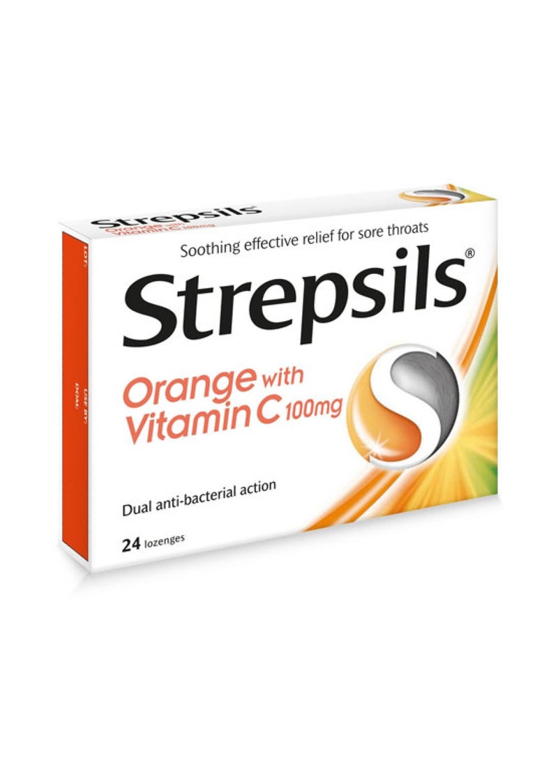 Strepsils (عبوة من 2) برتقال مع فيتامين C 100 ملغ - 24 حبة مصاصة