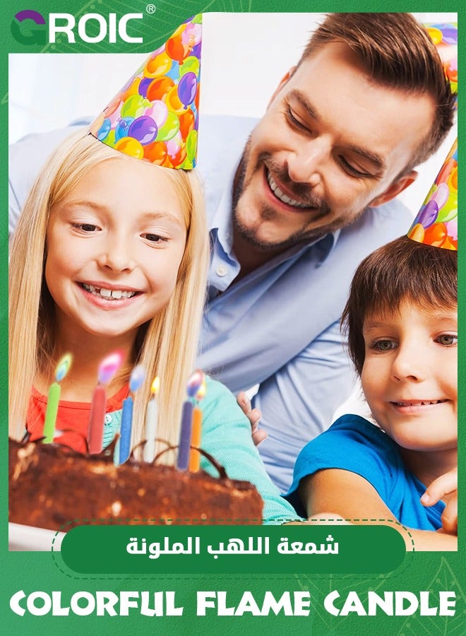 GROIC Colorful Flame Cake Candles,Happy Birthday Candles with Colored Flames (12pcs per Box, Holders Included),Candles for Birthday Cakes Wedding Celebration Kids Birthday,Party Supplies - Image 3