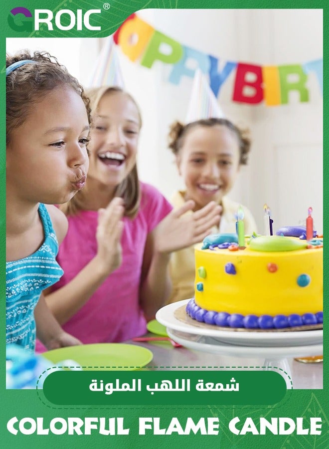 GROIC Colorful Flame Cake Candles,Happy Birthday Candles with Colored Flames (12pcs per Box, Holders Included),Candles for Birthday Cakes Wedding Celebration Kids Birthday,Party Supplies - Image 4