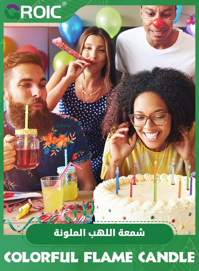 GROIC Colorful Flame Cake Candles,Happy Birthday Candles with Colored Flames (12pcs per Box, Holders Included),Candles for Birthday Cakes Wedding Celebration Kids Birthday,Party Supplies - Image 5