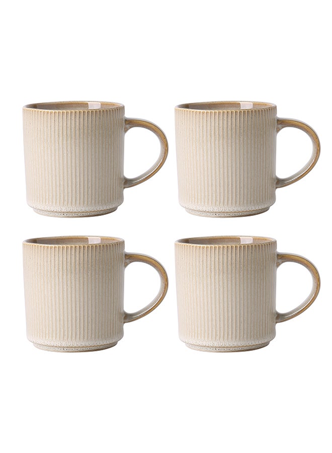 MONITO 4 Piece Set Ceramic Coffee Mugs, 16oz, Porcelaine with Large Handle, for Tea, Latte, Capuccino, Milk - Beige  - Image 1