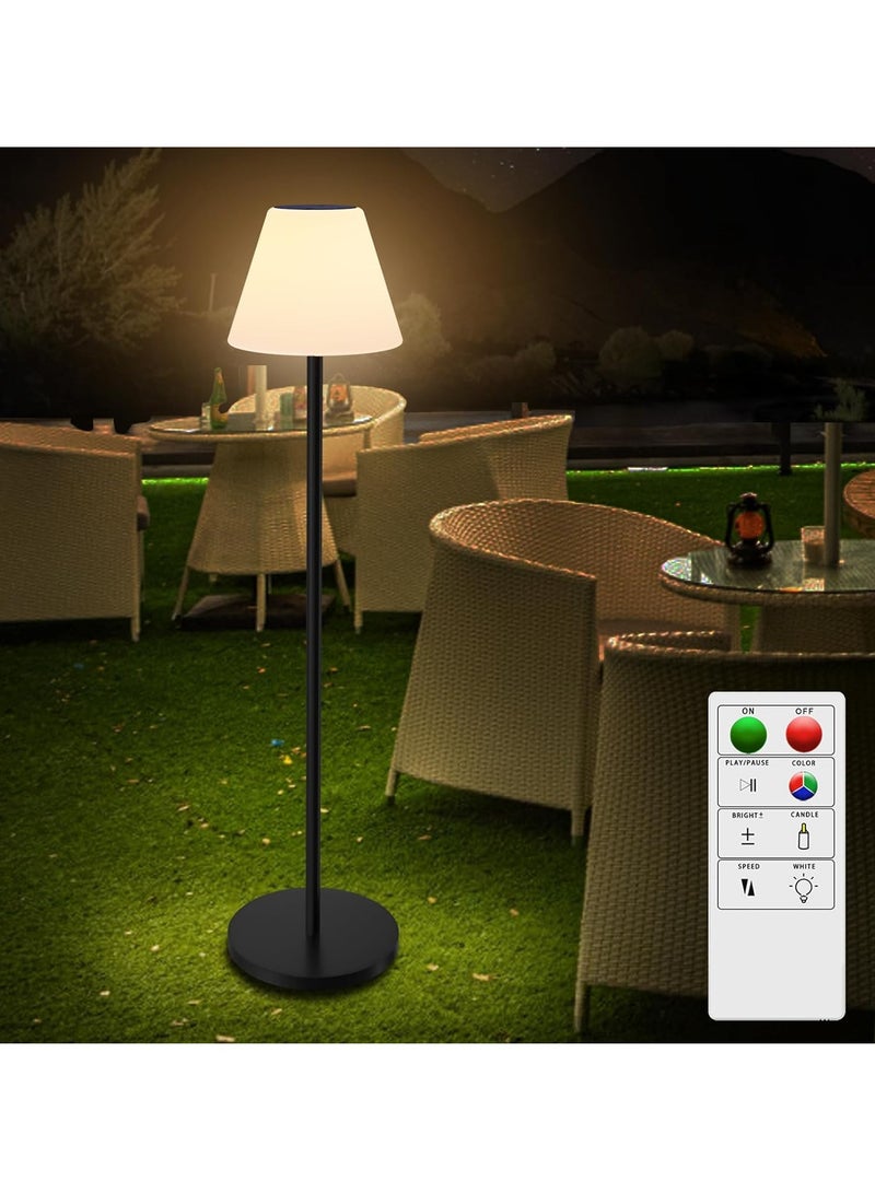 يوستيد مصباح أرضي خارجي يعمل بالطاقة الشمسية للفناء مقاوم للماء، مصباح أرضي شمسي لاسلكي قابل لإعادة الشحن مع مستشعر ضوء، أبيض دافئ قابل للتعتيم + مصباح LED خارجي RGB لحمام السباحة والحديقة - Image 1