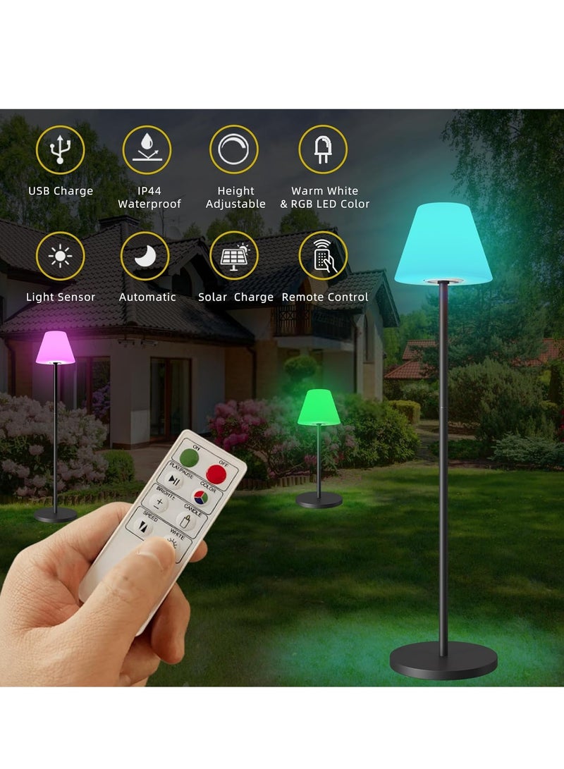 يوستيد مصباح أرضي خارجي يعمل بالطاقة الشمسية للفناء مقاوم للماء، مصباح أرضي شمسي لاسلكي قابل لإعادة الشحن مع مستشعر ضوء، أبيض دافئ قابل للتعتيم + مصباح LED خارجي RGB لحمام السباحة والحديقة - Image 4