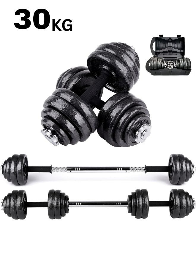 Premium 30 KG Adjustable Dumbbell & Barbell Set – Versatile Home Gym Strength Training Kit - Image 1