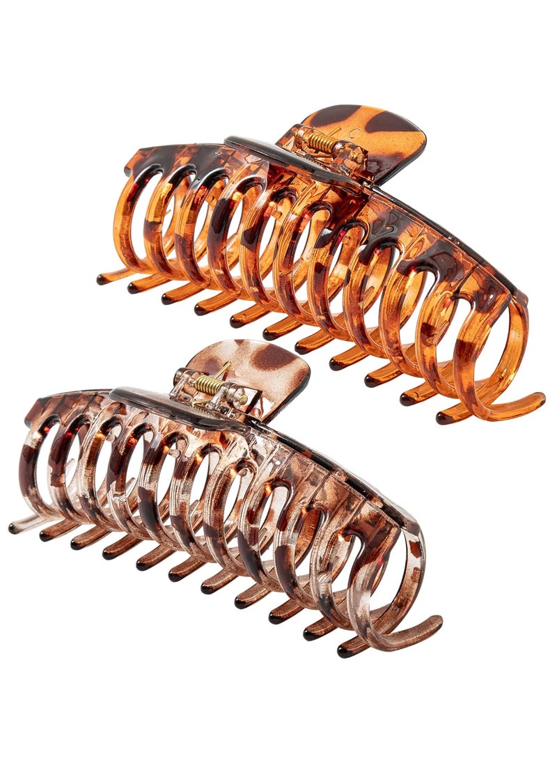 ACCGLORY 55 Inches Extra Large Hair Clips for Long Thick Hair Womens Jumbo Hair Claw Clips 2 Counts in Set Hair Accessories light leopard and coffee leopard 