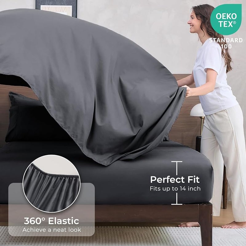 HEVUMYI 7-Piece Queen Comforter Set, Dark Gray | Reversible, All-Season, Soft, 7 Piece Set, All-Season Reversible Bed in a Bag, Flat Sheet, Fitted Sheet, Pillowcases - Image 5