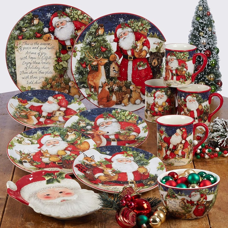 Certified International أطباق سلطة وحلويات متعددة الألوان متوسطة الحجم من سانتا 9 من سحر عيد الميلاد المعتمد دوليًا مجموعة من 4 - Image 3