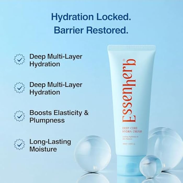 ESSENHERB Deep Core Hydra Cream – Korean Skincare Face Moisturizer with Hyaluronic Acid, Ceramide & Botanical Blend – Layered Hydration Cream for Dry and Dehydrated Skin – 3.38 fl oz (100ml) - Image 5