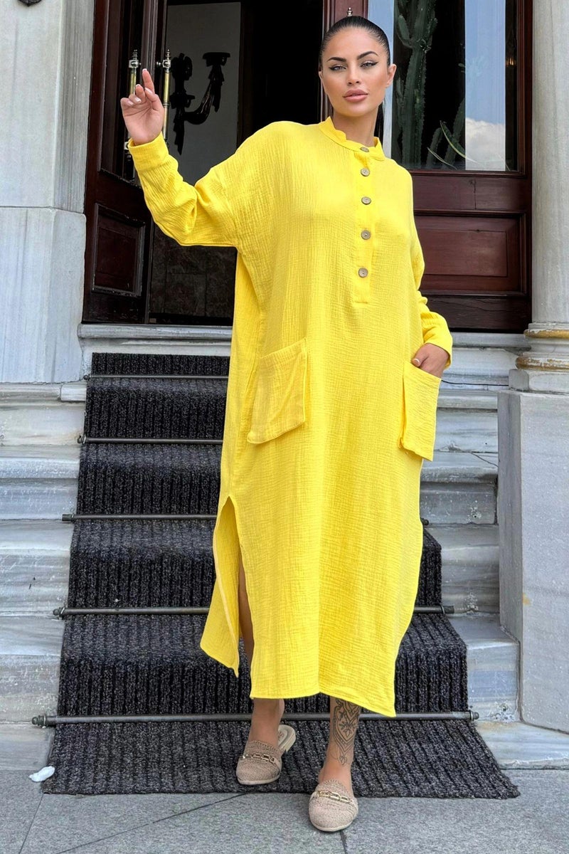 Weshaya فستان نسائي أصفر - Image 1