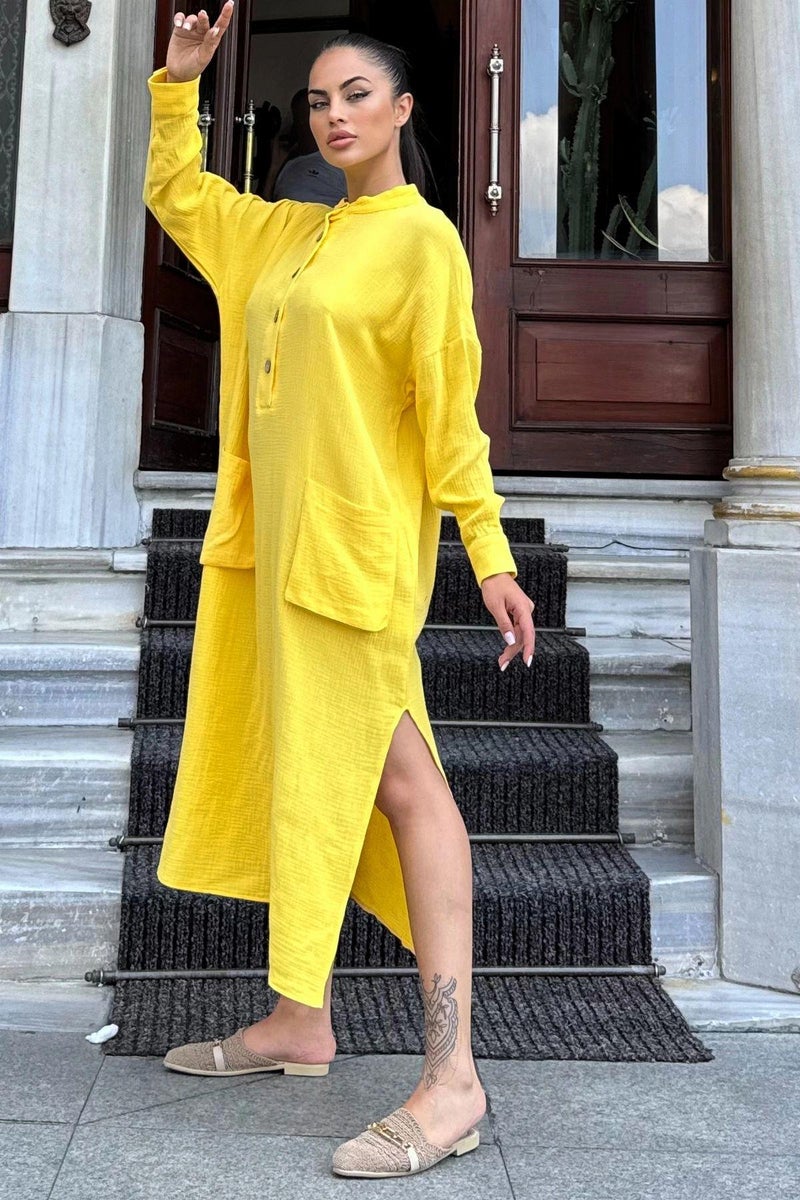 Weshaya فستان نسائي أصفر - Image 3