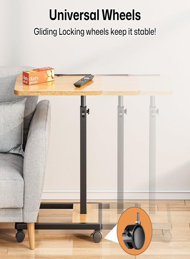 MOFAIN Adjustable TV Tray Table - 360°Rotating C Shaped End Table Sofa Couch Table with Wheels for Living Room Bedroom - Image 3