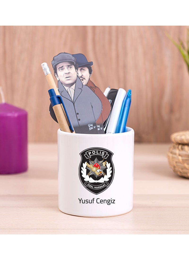 Hediye Dükkanı Gift Shop Personalized Special Operations Police Ceramic Pen Holder 