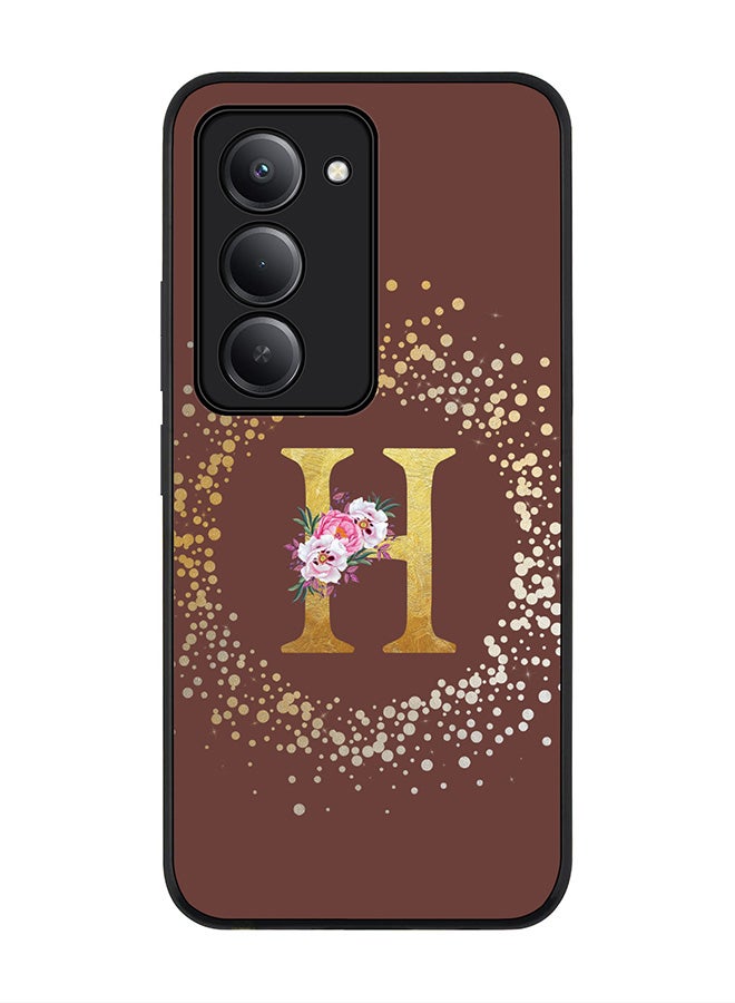 Stylizedd For Xiaomi Redmi 15 5G Case,Slim fit Camera Protection, Shockproof Thin Phone cover  - Custom Monogram Floral - H  (Brown ) - Image 1