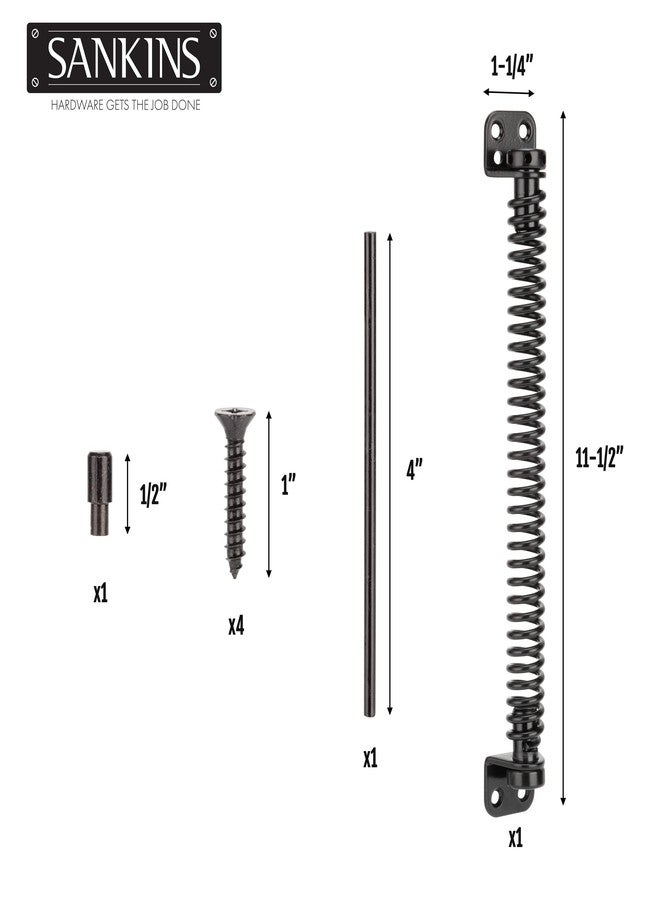 SANKINS 11-1/2" Gate Spring Self Closing Heavy Duty Outdoor Door Spring Automatic Metal Gate Closure Hardware with Adjustable Tool for Wooden and Vinyl Fence, Black - Image 2