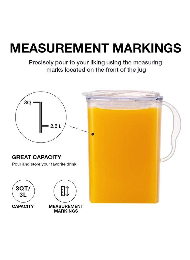 لوك اند لوك إبريق ماء لوك أند لوك أكوا، باب ثلاجة، بمقبض، إبريق بلاستيكي خالٍ من مادة BPA مع غطاء قابل للطي، مثالي لصنع الشاي والعصائر، سعة 3 كوارت، شفاف - Image 4