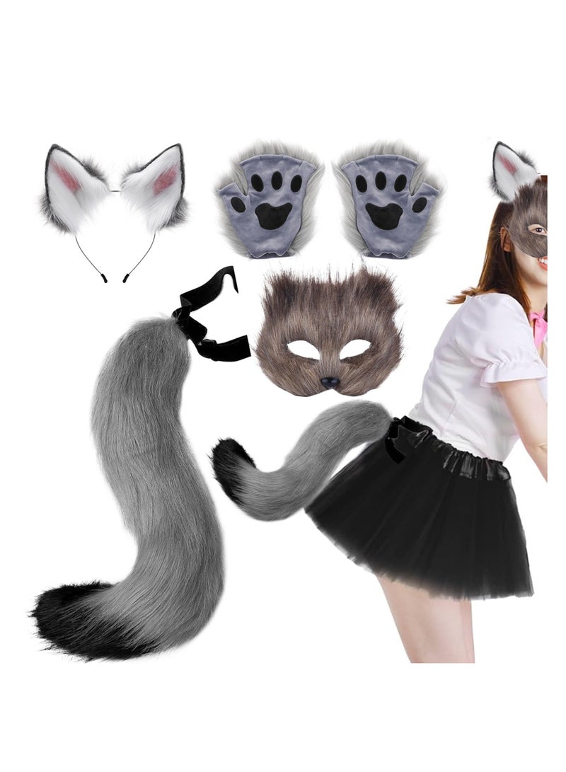 SYOSI Therian Mask and Tail Set for Girls Cat Cosplay Ears Wolf - Image 2