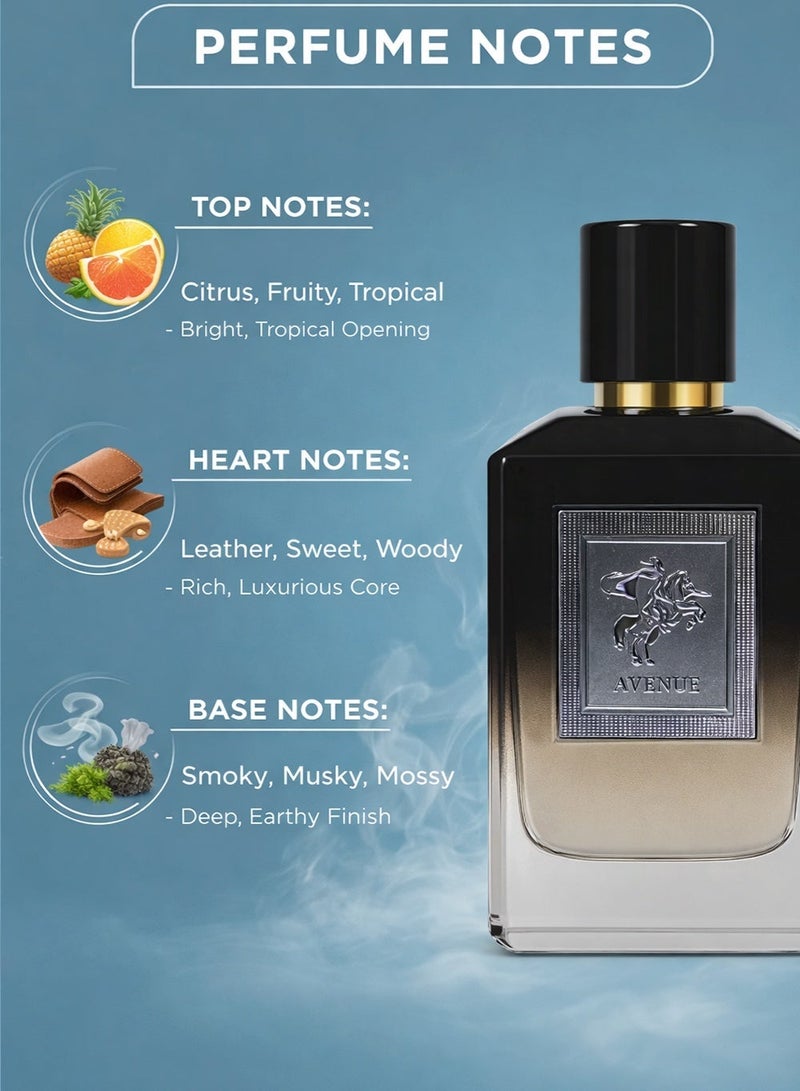 Cavalier Perfume Luxury Men’s Perfume The Cavalier Avenue Eau de Parfum 100ml | Long Lasting Perfume for Men with Fresh and Sweet Masculine Fragrance with Smoky & Citrus Accents - Image 2