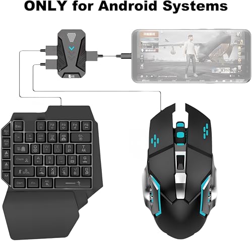 VQP 4 in 1 Mobile Game Combo Pack, One Handed Gaming Keyboard, Mouse, Converter & Adjustable Phone Stand, Half Keyboard for Mobile Phone Gaming, Fast Charging, No Latency - Image 2