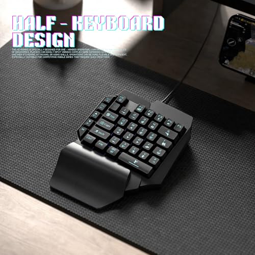 VQP 4 in 1 Mobile Game Combo Pack, One Handed Gaming Keyboard, Mouse, Converter & Adjustable Phone Stand, Half Keyboard for Mobile Phone Gaming, Fast Charging, No Latency - Image 4