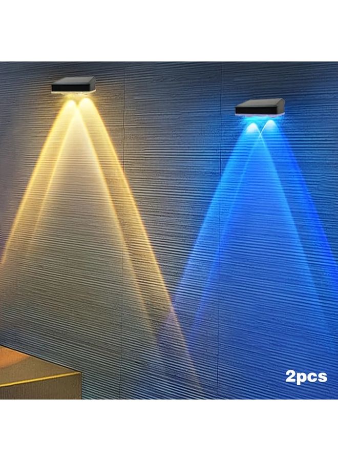 عبوتان من مصابيح الحائط الشمسية متعددة الألوان لإضاءة الحدائق الخارجية والديكورات المنظرية - Image 1