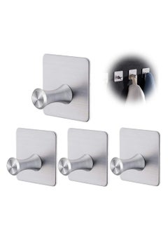 Y&D Self-Adhesive Hooks, 4 Pack Heavy Duty Wall 304 Stainless Steel Waterproof Bathroom No Drilling Mounted Hanger Hooks for Kitchen, Bathroom, Office Closet  - Image 1