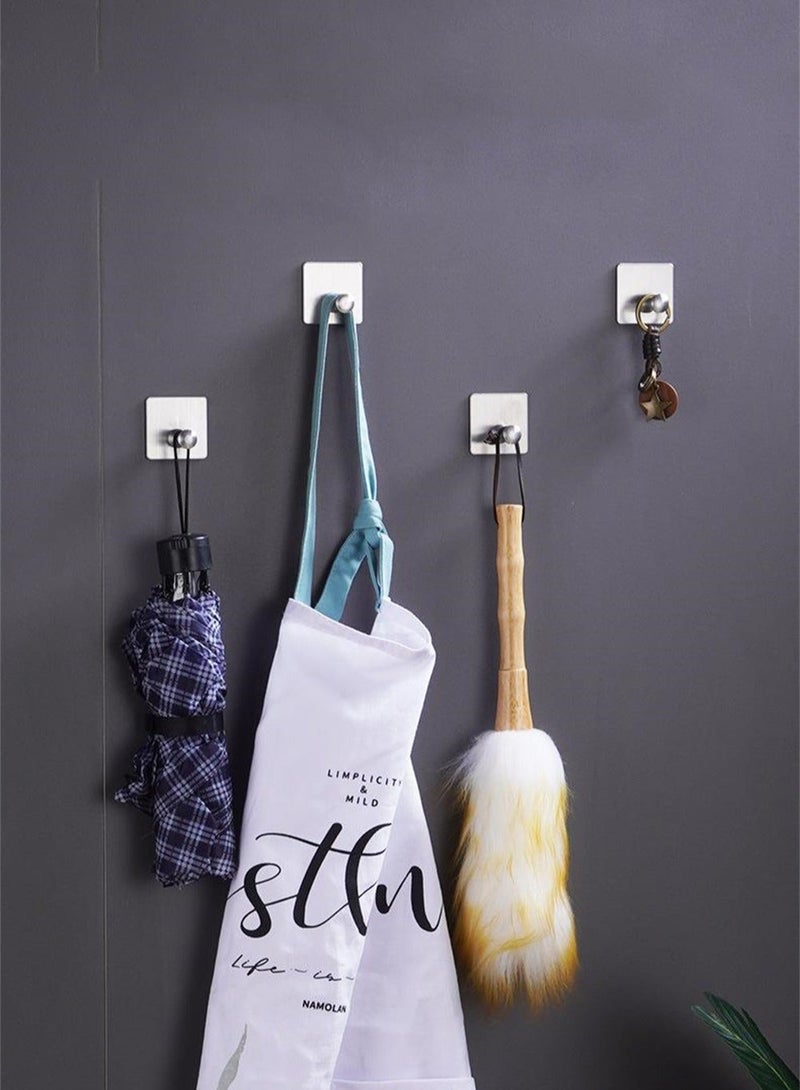 Y&D Self-Adhesive Hooks, 4 Pack Heavy Duty Wall 304 Stainless Steel Waterproof Bathroom No Drilling Mounted Hanger Hooks for Kitchen, Bathroom, Office Closet - Image 3
