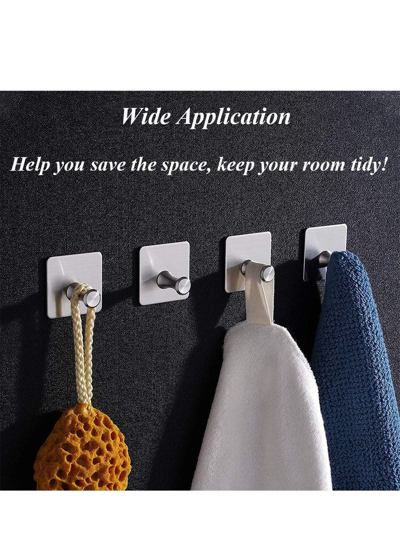 Y&D Self-Adhesive Hooks, 4 Pack Heavy Duty Wall 304 Stainless Steel Waterproof Bathroom No Drilling Mounted Hanger Hooks for Kitchen, Bathroom, Office Closet - Image 2