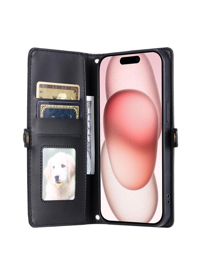 Zaboon Case For iPhone 12 Pro Wallet Multi-card Slot Leather Phone Case with Lanyard - Image 4