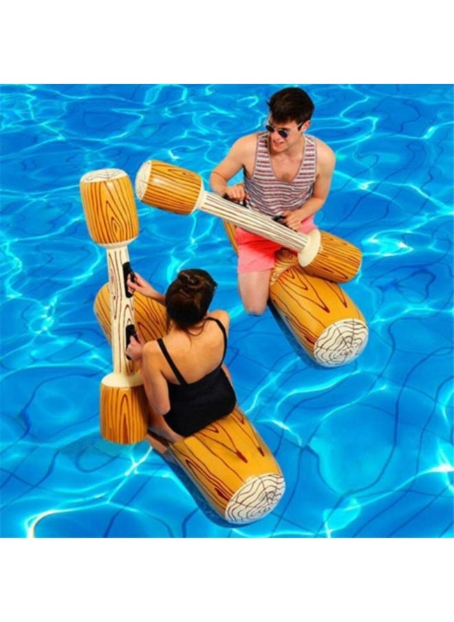 GGEROU - 2 Pack Inflatable Swimming Pool Float, Battle Log Rafts Inflatable Pool Float Row Toys Outdoor Games Pool Float Water Toys - Image 1