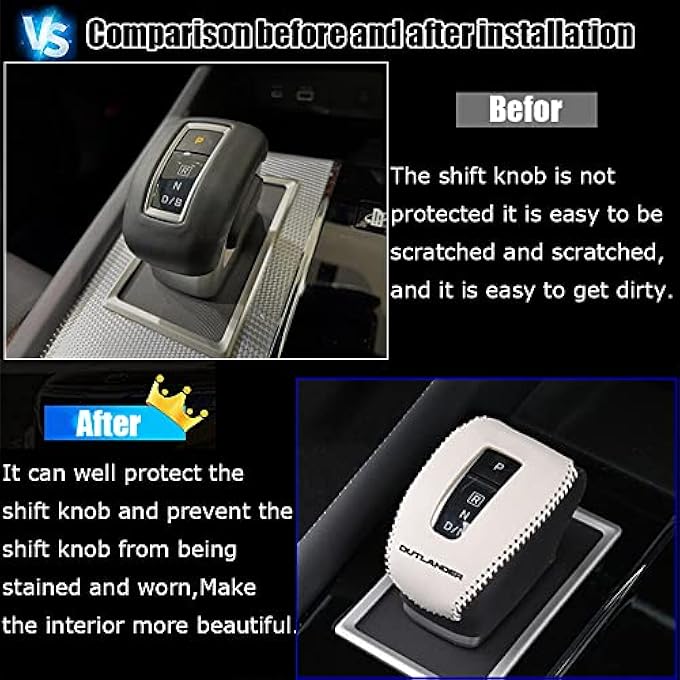 rayihni Kakash Custom Interior Accessories for Mitsubishi Outlander 2022 2023 2024 Outlander PHEV 2023 2024 Leather Automatic Gear Shift Knob CoverTransimission Boots Shift Lever SheathRed Stitches - Image 4