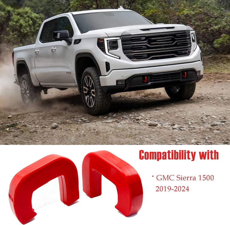 أغطية خطافات السحب لسيارة GMC Sierra 1500 2019-2024، غطاء المقدمة 2 قطعة خطافات سحب مخصصة للسيارة متوافقة مع ملحقات GMC Sierra 1500 2019-2024 تصميم بسيط متعدد الألوان - Image 2