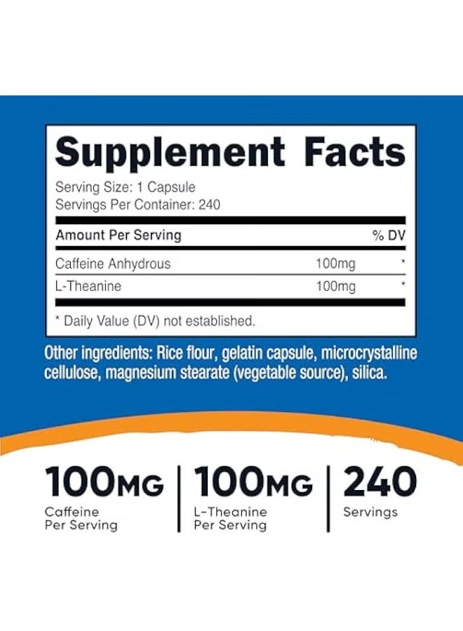 نوتريكوست، كافيين مع إل-ثيانين، 240 كبسولة - Image 4