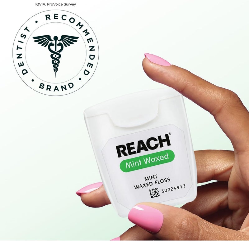 REACH Waxed Dental Floss Mint Plaque Remover for Teeth Shred Resistant Floss Slides Smoothly Easy to Use Waxed Deep Cleaning Teeth Oral Care PFAS Free for Adults Kids 1 Pack 55 yd - Image 5