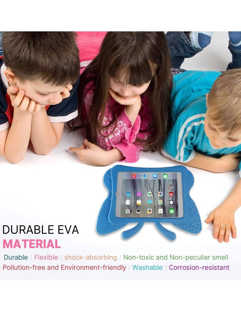 iPad case for Kids, 3D Cartoon Butterfly Non-Toxic EVA Light Weight Kid Proof Shockproof case with Kickstand for ipad 5/ ipad 6 /ipad pro 9.7/ New iPad 2017 case (Blue) (BLUE) - Image 2