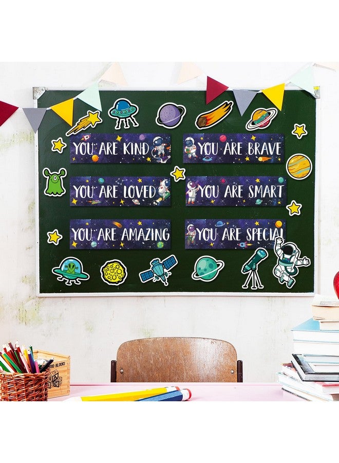 Whaline 30Pcs Space Posters Inspirational Quotes Planet Astronaut Rocket Meteor Cutouts Set Space Theme Bulletin Board Classroom Decorations For School Office Home Chalkboards Wall Decor - Image 3