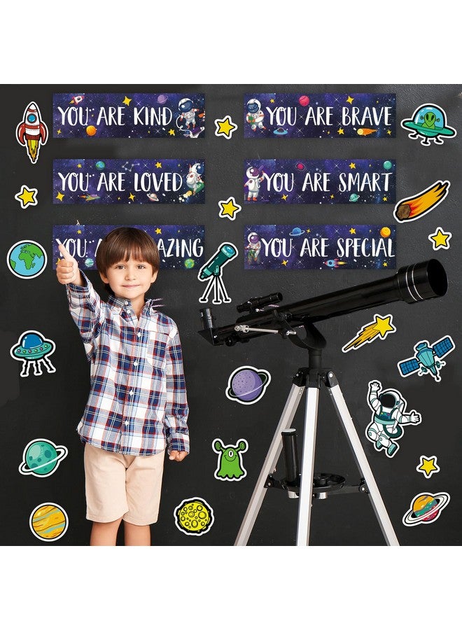 Whaline 30Pcs Space Posters Inspirational Quotes Planet Astronaut Rocket Meteor Cutouts Set Space Theme Bulletin Board Classroom Decorations For School Office Home Chalkboards Wall Decor - Image 5