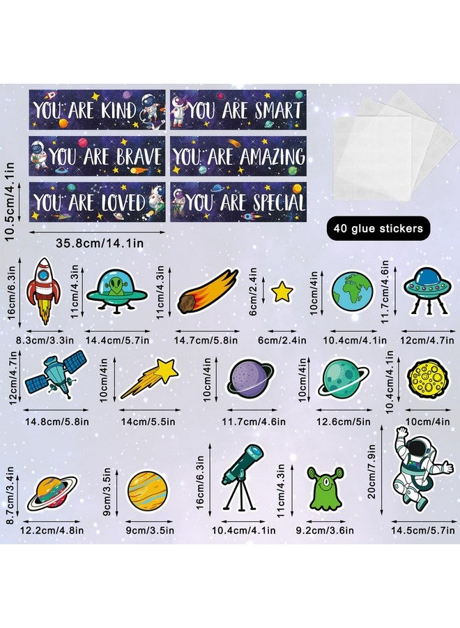 Whaline 30Pcs Space Posters Inspirational Quotes Planet Astronaut Rocket Meteor Cutouts Set Space Theme Bulletin Board Classroom Decorations For School Office Home Chalkboards Wall Decor - Image 2