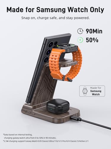 NeotrixQI Wireless Charger for Samsung Charging Station, 3 in 1 Android Phone Charger for Galaxy S25 Ultra/S24 Ultra/S23/Flip7, Galaxy Watch 8/8 Classic/Ultra/7/6/5, Galaxy Buds 3 Pro/3 - Image 3