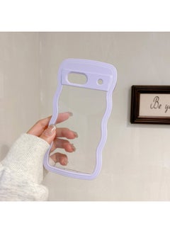 For Google 7A/8A Two-in-One Wave Phone Case Google Pixel Transparent PC Phone Case Big Wave-Color:Light Purple-Applicable Model:Google9/ 9Pro