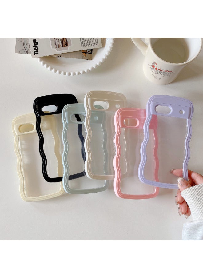 Generic - For Google 7A/8A Two-in-One Wave Phone Case Google Pixel Transparent PC Phone Case Big Wave-Color:Light Purple-Applicable Model:Google9/ 9Pro - Image 1