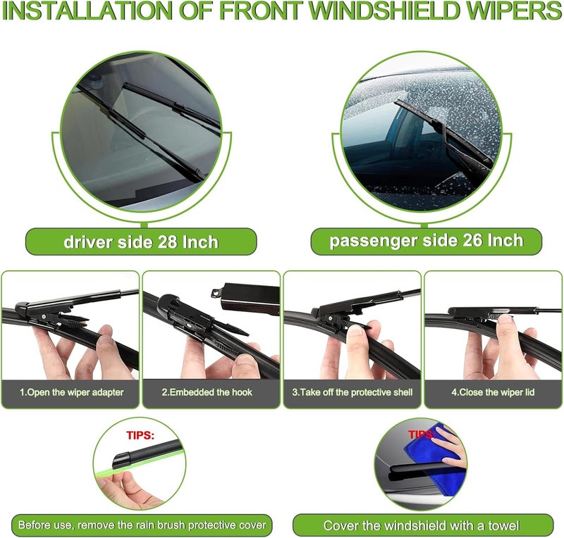 PARRATI High Performance Premium All-Season Windshield Wipers Set for Ford C-Max 2013-2018 (28"+26"+12") - Image 5