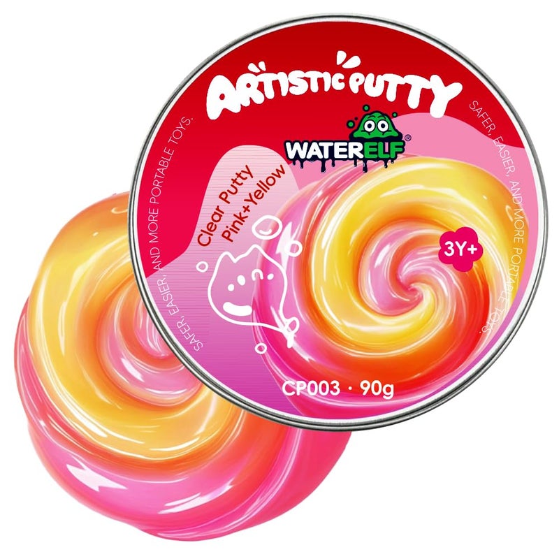 WATERELF Transparent Putty Slime for Kids Fidget Sensory Artistic Therapy Putty Toys for Boys Girls Adults Stress Relief NonSticky PinkYellow - Image 3