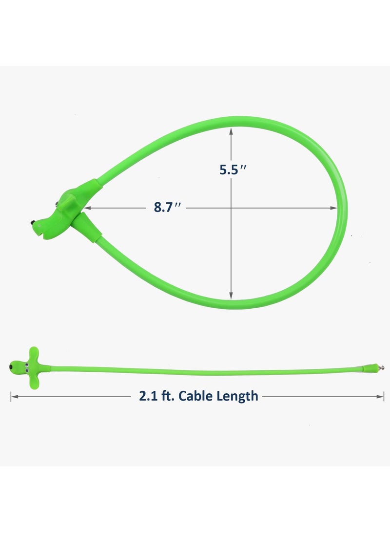 SYOSI SYOSI Cable Lock for Bike, Cable Lock with Silicone Covered Kids Cable Lock Cartoon Lock for Bike/Electric Bike/Door/Helmet (Green) - Image 2