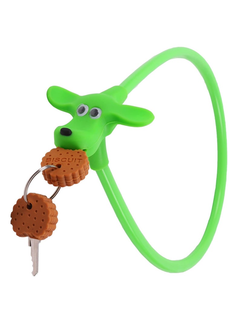 SYOSI SYOSI Cable Lock for Bike, Cable Lock with Silicone Covered Kids Cable Lock Cartoon Lock for Bike/Electric Bike/Door/Helmet (Green) - Image 1