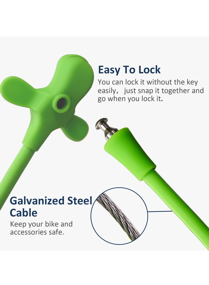 SYOSI SYOSI Cable Lock for Bike, Cable Lock with Silicone Covered Kids Cable Lock Cartoon Lock for Bike/Electric Bike/Door/Helmet (Green) - Image 4