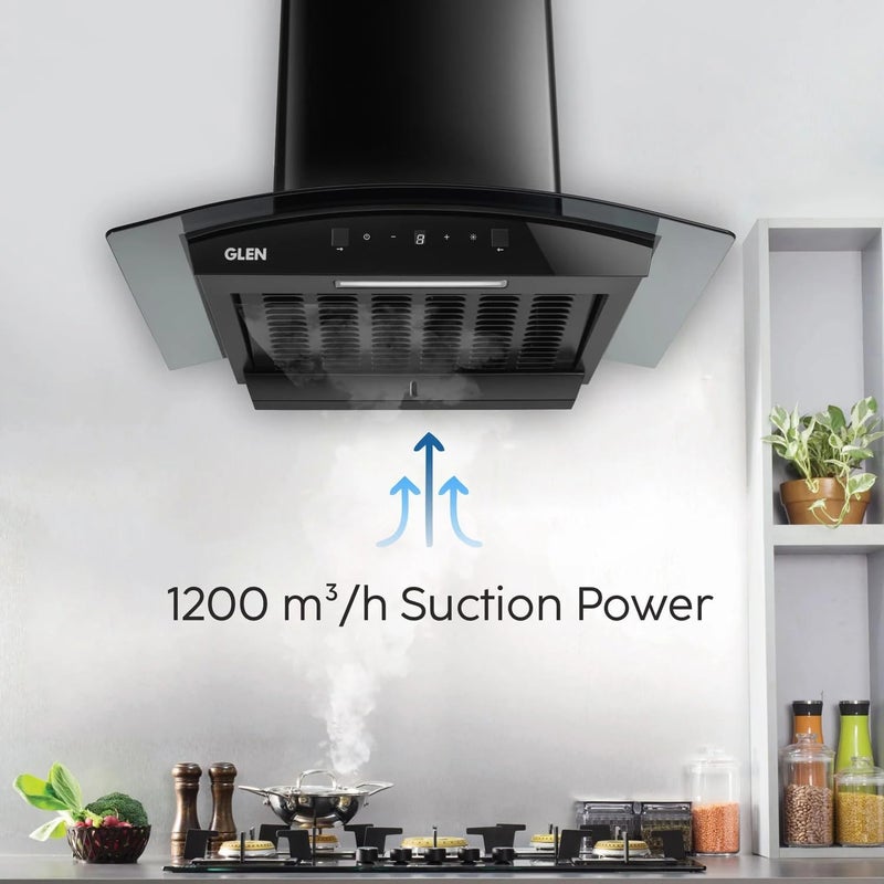 GLEN Glen Auto Clean Curved Glass Filter less Kitchen Chimney 76 cm Motion Sensor control with Digital Display 1200 m3h 6058 DI BL AC  - Image 4