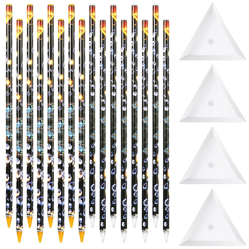 Maitys 20 Pcs Rhinestone Picker Pen Set 16 Yellow and White Self Adhesive Nail Dotting Wax Pen with 4 Triangular Bead Separator Crystal Pick up Tools for Nail Art Diamond Painting - Image 3