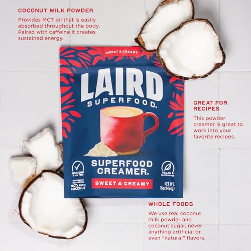 Laird Superfood Non-Dairy Superfood Creamer - Coconut Powder Coffee Creamer - Sweet & Creamy - Gluten Free, Non-GMO, Vegan - 8 oz. Bag, Pack of 1 - Image 3